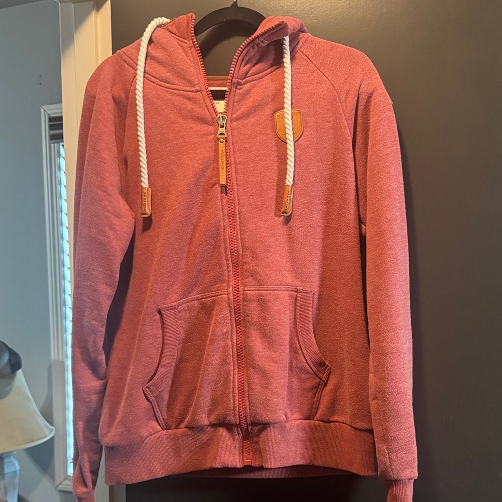 Wanakome Women's Rose Zip-Up Hoodie with Rope Drawstrings